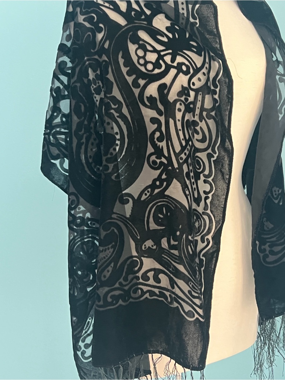 Black Velvet vintage shawl -